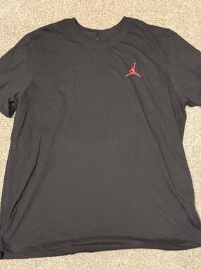 Jordan Short-Sleeve Black Tee with Red Jumpman Chest Logo